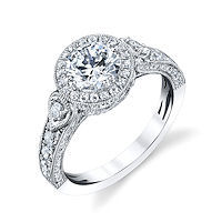 Item # E32959WE - Vintage Diamond Halo Engagement Ring