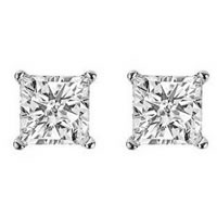 Item # E70252W - Princess cut Diamond Stud Earrings 0.25ct