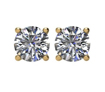 Item # E70331E - 18K  gold 0.33ct total weigh friction back diamond stud earrings. Diamonds are graded as SI in Clarity I-J in color.