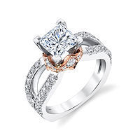 Item # E7044E - Rose & White Gold Diamond Engagement Ring