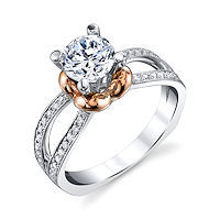 Item # E7045E - Rose & White Gold Diamond Engagement Ring