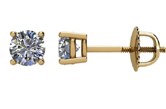 Item # E70751 View 2 - 14K Yellow Gold Diamond Stud Earrings