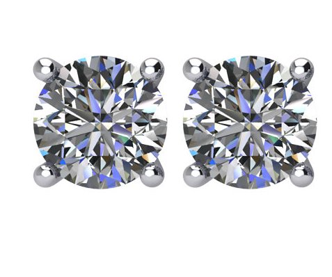 Item # E72001PP - Platinum, 2.00ct total weight, screw post, diamond stud earrings. Diamonds are graded as VS in clarity G-H in color.