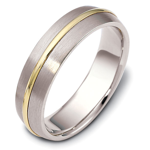 Item # F116171E - 18 kt two-tone, brushed top with polished center ring, comfort fit, 6.0 mm wide wedding band. Other finishes may be selected or specified.
