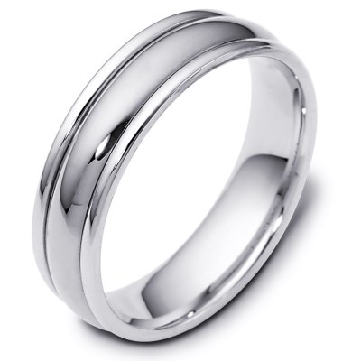Item # F119591WE - 18K white  gold, 6.0 mm wide, comfort fit wedding band. The finish on the ring is polished. Other finishes may be selected or specified.