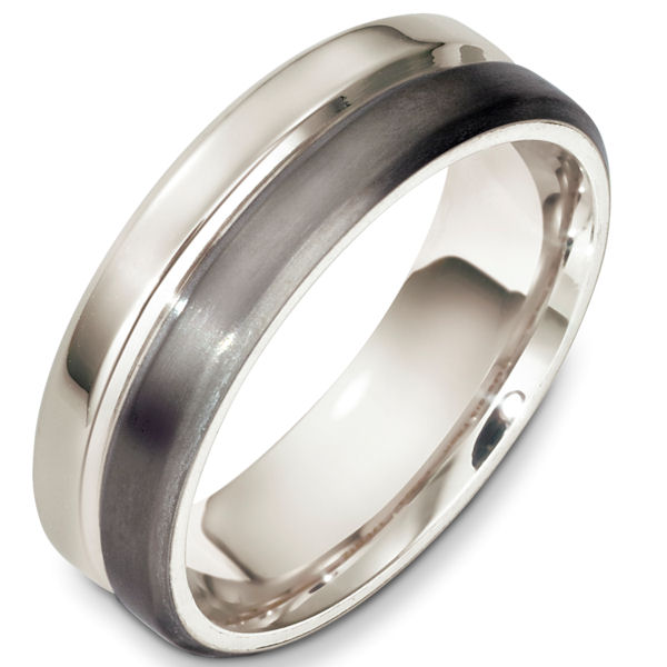 Item # F133241TG - Titanium and 14kt white gold contemporary, comfort fit, 7.0mm wide wedding band. The titanium portion is a matte finish and the white gold is polished. Different finishes may be selected or specified. 