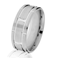 Item # G14647W - 14K White Gold Brick-Style Classic Wedding Ring