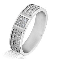 Item # G66816WE - 18K White Gold Diamond Contemporary Wedding Ring