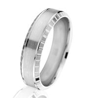Item # G66876W - 14K White Gold 6.0 MM Beveled Wedding Ring