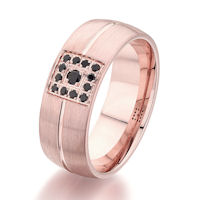 Item # G86826E - 18K Rose Gold 0.16 Ct Black Diamond Wedding Ring