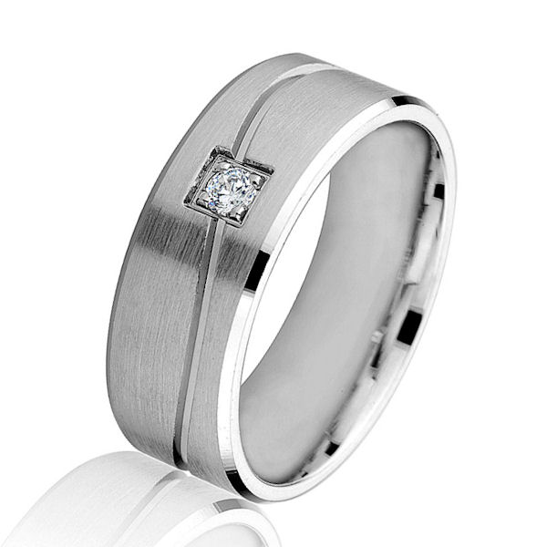 Round Brilliant Single Diamond Wedding Band