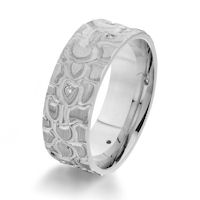 Item # G87088WE - 18K White Gold Patterned Diamond Wedding Ring