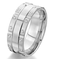 Item # G87204WE - 18Kt White Gold Brick Design Wedding Band