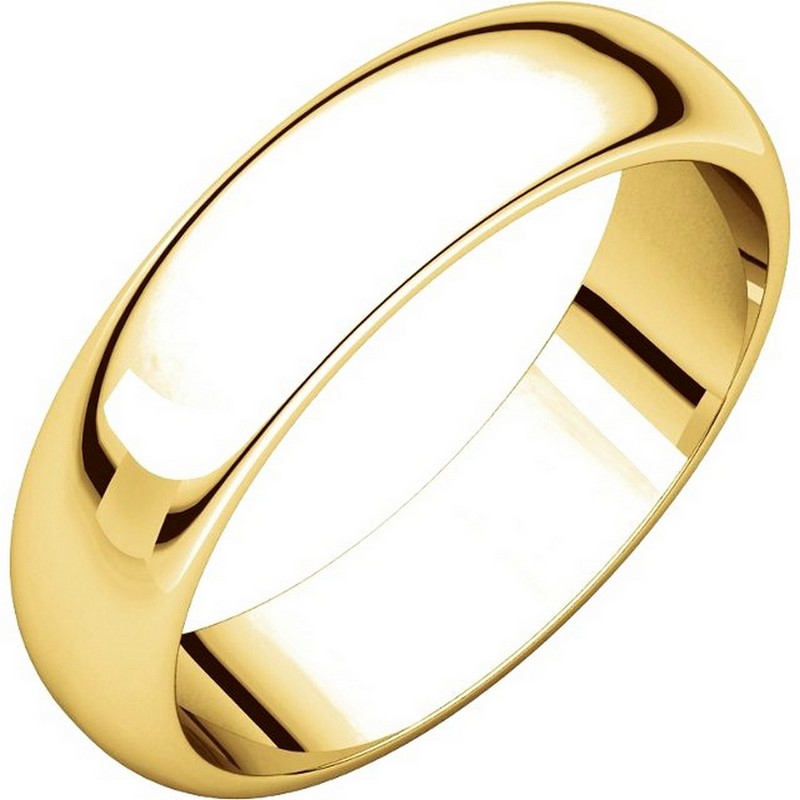 Item # H112945 - 14 kt, yellow gold, high dome, 5.0 mm wide, plain wedding band. The finish on the ring is polished. Other finishes may be selected or specified.