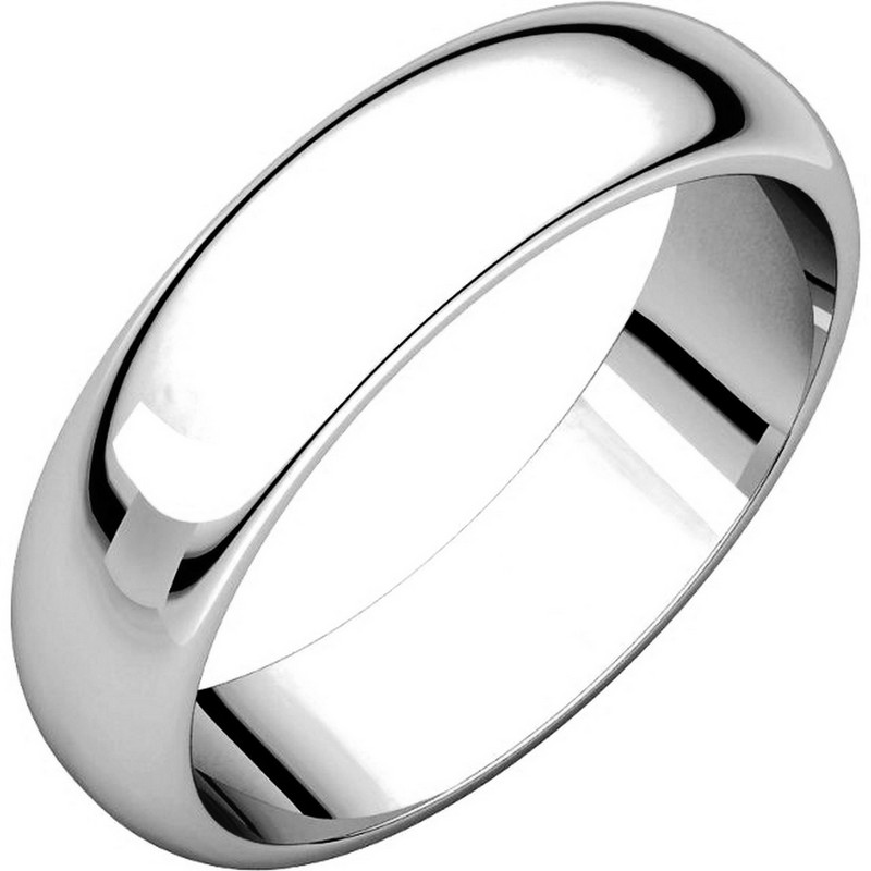 Item # H112945WE - 18 kt, white gold, high dome, 5.0 mm wide, plain wedding band. The finish on the ring is polished. Other finishes may be selected or specified.