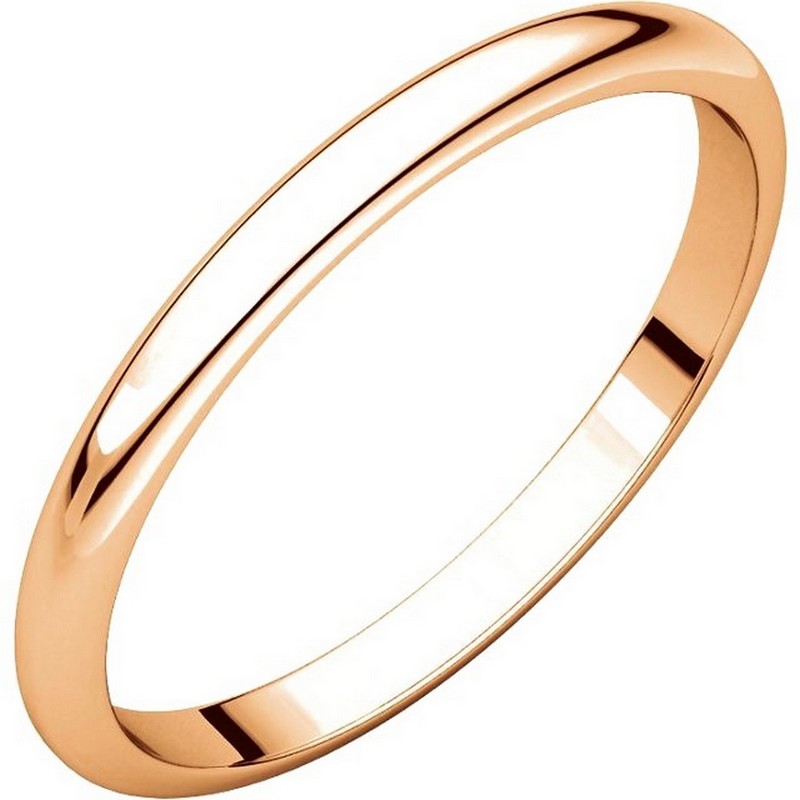 Item # H116762RE - 18 kt Rose, gold 2.0mm wide, high dome, plain wedding band. The finish on the ring is polished. Other finishes may be selected or specified.