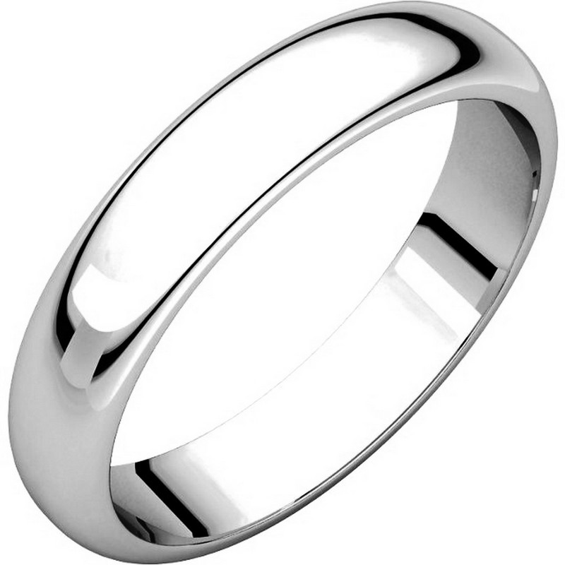Item # H116804PD - Palladium, high dome, 4.0 mm wide, plain wedding band. The finish on the ring is polished. Other finishes may be selected or specified.