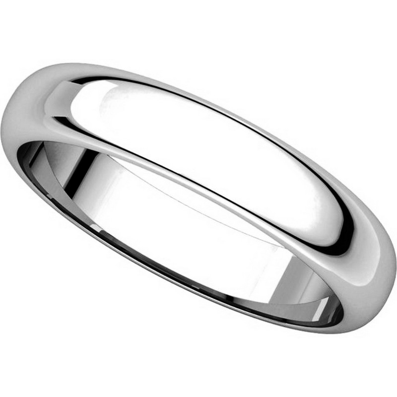 Item # H116804WE View 4 - 18K White Gold 4mm  Wide High Dome Plain Wedding Band