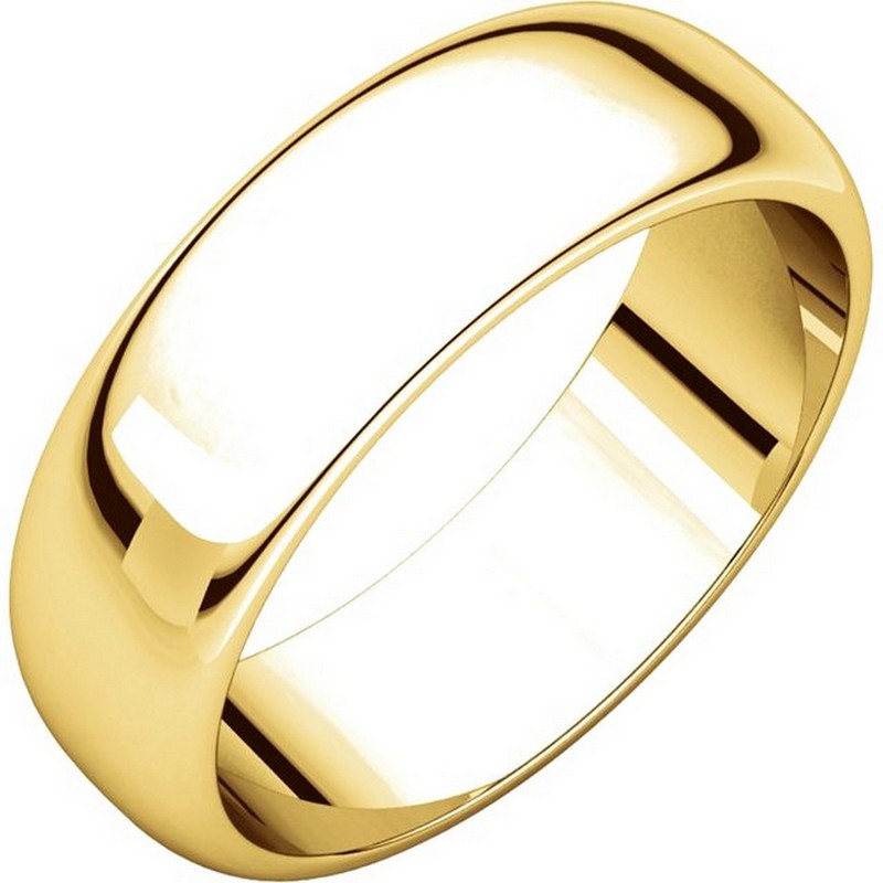 Item # H116826 - 14 kt, yellow gold, high dome, 6.0 mm wide, plain wedding band. The finish on the ring is polished. Other finishes may be selected or specified.