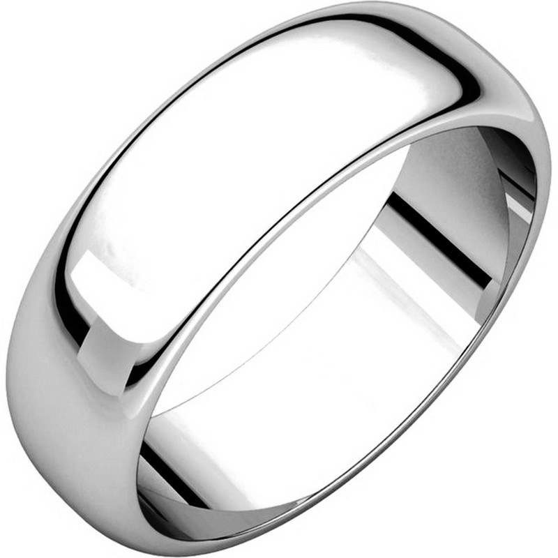 Item # H116826PD - Palladium, high dome, 6.0 mm wide, plain wedding band. The finish on the ring is polished. Other finishes may be selected or specified.