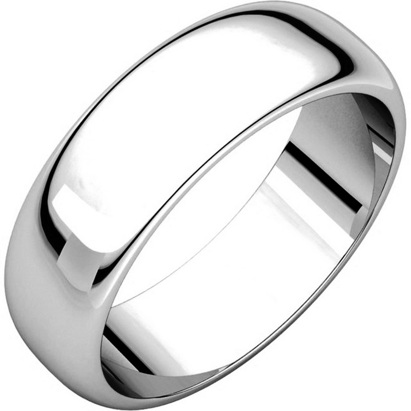 Item # H116826PP - Platinum, high dome, 6.0 mm wide, plain wedding band. The finish on the ring is polished. Other finishes may be selected or specified.