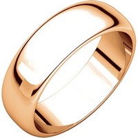 Item # H116826R - 14K Rose Gold 6mm Wide High Dome Plain Wedding Band