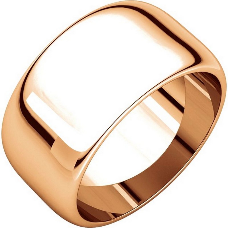 Item # H1168310RE - 18K Roset gold, high dome, 10.0 mm wide, plain wedding band. The finish on the ring is polished. Other finishes may be selected or specified.
