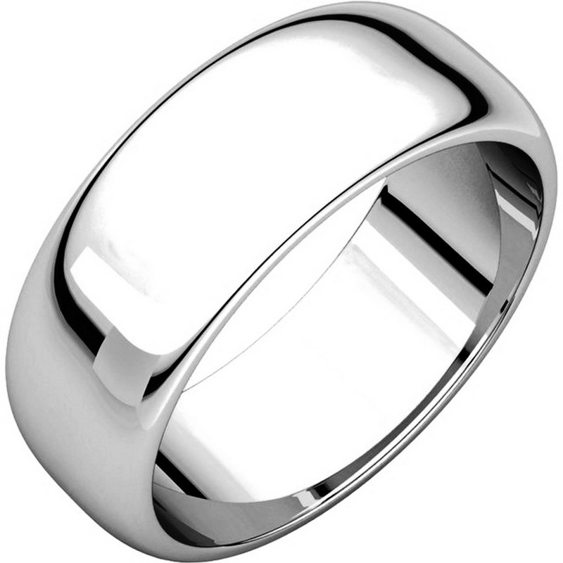 Item # H116837PP - Platinum, high dome, 7.0 mm wide, plain wedding band. The finish on the ring is polished. Other finishes may be selected or specified.