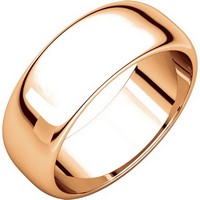 Item # H116837R - 14K Rose Gold Plain 7mm High Dome Wedding Band