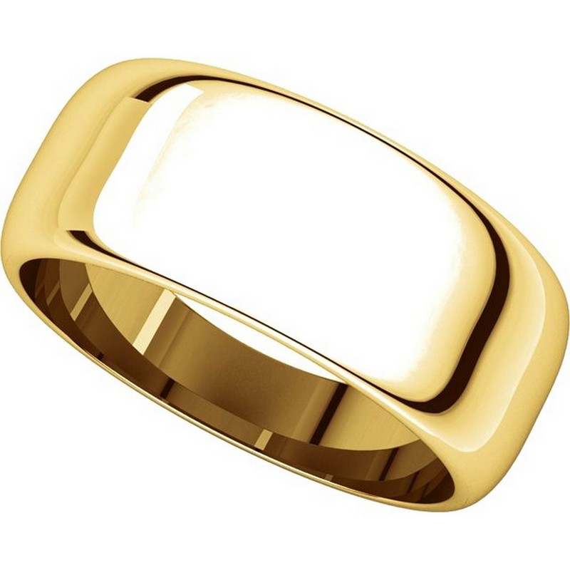 Item # H123838 View 4 - 14K Plain Wedding Band Yellow Gold 8 mm Wide High Dome