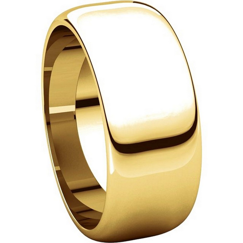 Item # H123838 View 5 - 14K Plain Wedding Band Yellow Gold 8 mm Wide High Dome