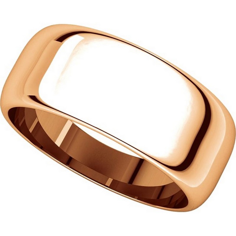 Item # H123838R View 4 - 14K Rose Plain Wedding Band Gold 8 mm Wide High Dome