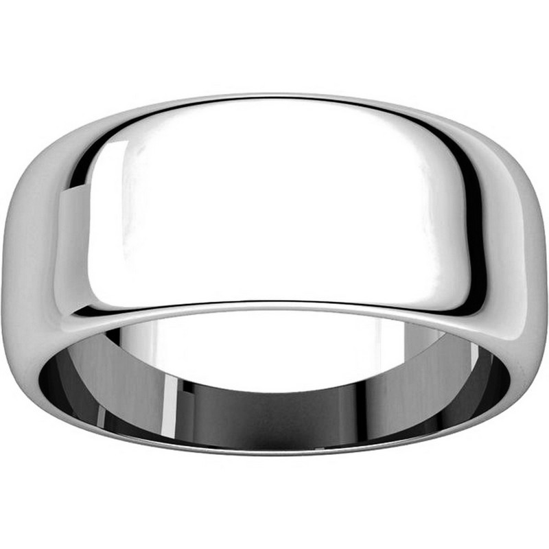 Item # H123838WE View 3 - 18K Plain Wedding Band White Gold 8mm Wide High Dome