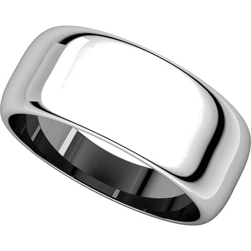 Item # H123838WE View 4 - 18K Plain Wedding Band White Gold 8mm Wide High Dome