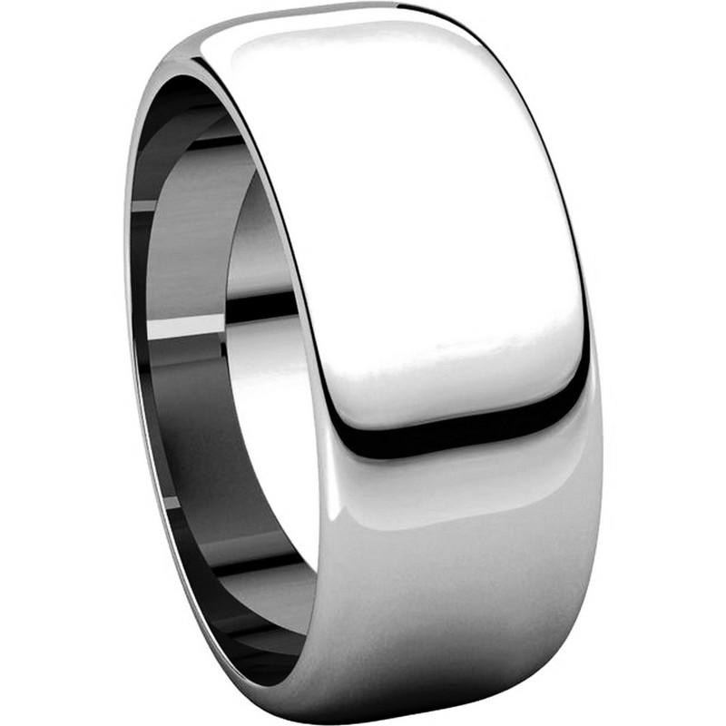 Item # H123838WE View 5 - 18K Plain Wedding Band White Gold 8mm Wide High Dome