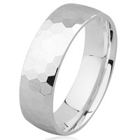 Item # H8336W - 14K Hammer Finished Wedding Band