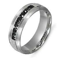 Item # M301007WE - 18K White Gold Black Diamond Wedding Band