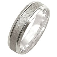 Item # M308096PP - Platinum Hammered Wedding Band