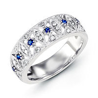 Item # M31757WE - 18K White Gold Diamond & Sapphire Ring 