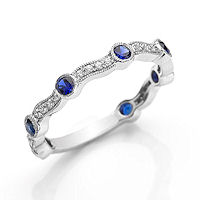 Item # M31902WE - 18K White Gold Diamond & Sapphire Stackable Ring