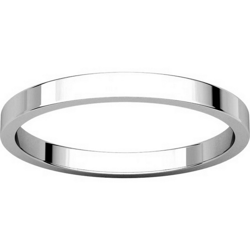 Item # N012502PP View 3 - Platinum 2mm Wide Flat Wedding Ring
