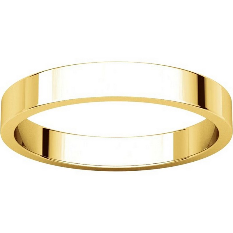 Item # N012503 View 3 - 14K Yellow Gold 3mm Flat Plain Wedding Ring