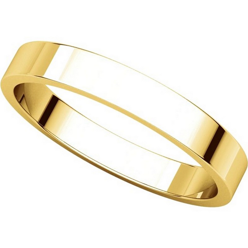 Item # N012503 View 4 - 14K Yellow Gold 3mm Flat Plain Wedding Ring
