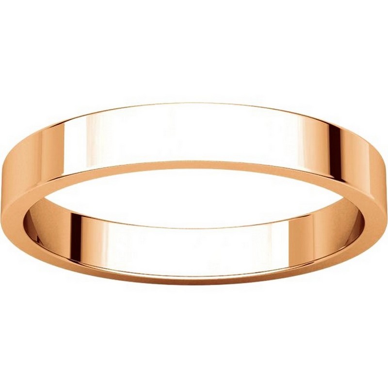 Item # N012503R View 3 - 14K Rose Gold 3mm Flat Plain Wedding Ring