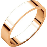 Item # N012504Rx - 10K Rose Gold Plain 4mm Wide Flat Wedding Band