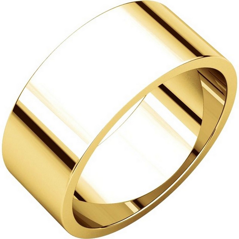 Item # N012508E - 18kt gold, plain, 8.0mm wide, flat wedding band. The wedding band is a polished finish. Different finishes may be selected or specified.