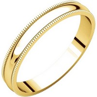 Item # N23853E - 18K Yellow Gold Milgrain 3MM Wide Plain Wedding Band