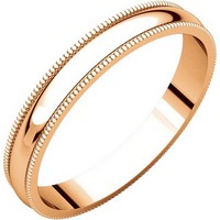 Item # N23853RE - 18K Rose Gold Milgrain 3mm Wide Plain Wedding Band