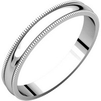 Item # N23853WE - 18K White Gold Milgrain 3 MM Wide Plain Wedding Ring