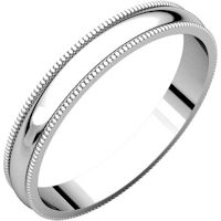Item # N23853Wx - 10K White Gold Milgrain 3 MM Wide Plain Wedding Ring